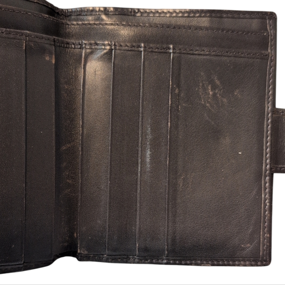 Gucci Black Brown Leather and Canvas Wallet Preloved Credit Card Men Women - Picture 10 of 15